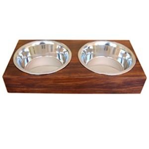 Wooden Double Dog Bowl