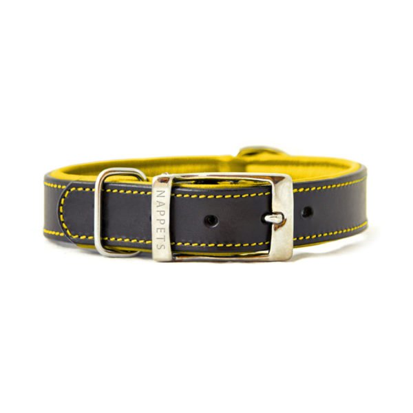 Yellow Leather Dog Collar