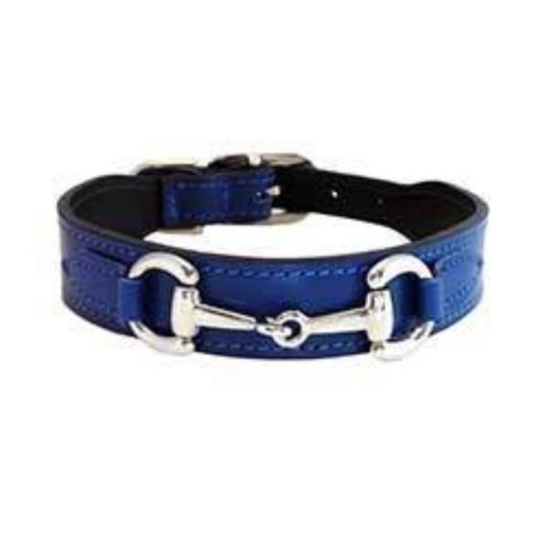 Gray Leather Dog Collar For Large Dogs | Blue Pattern | Manufacturer