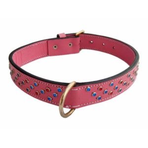 Pink Leather Dogs Collar