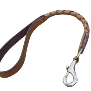designer braided leather short dog leash