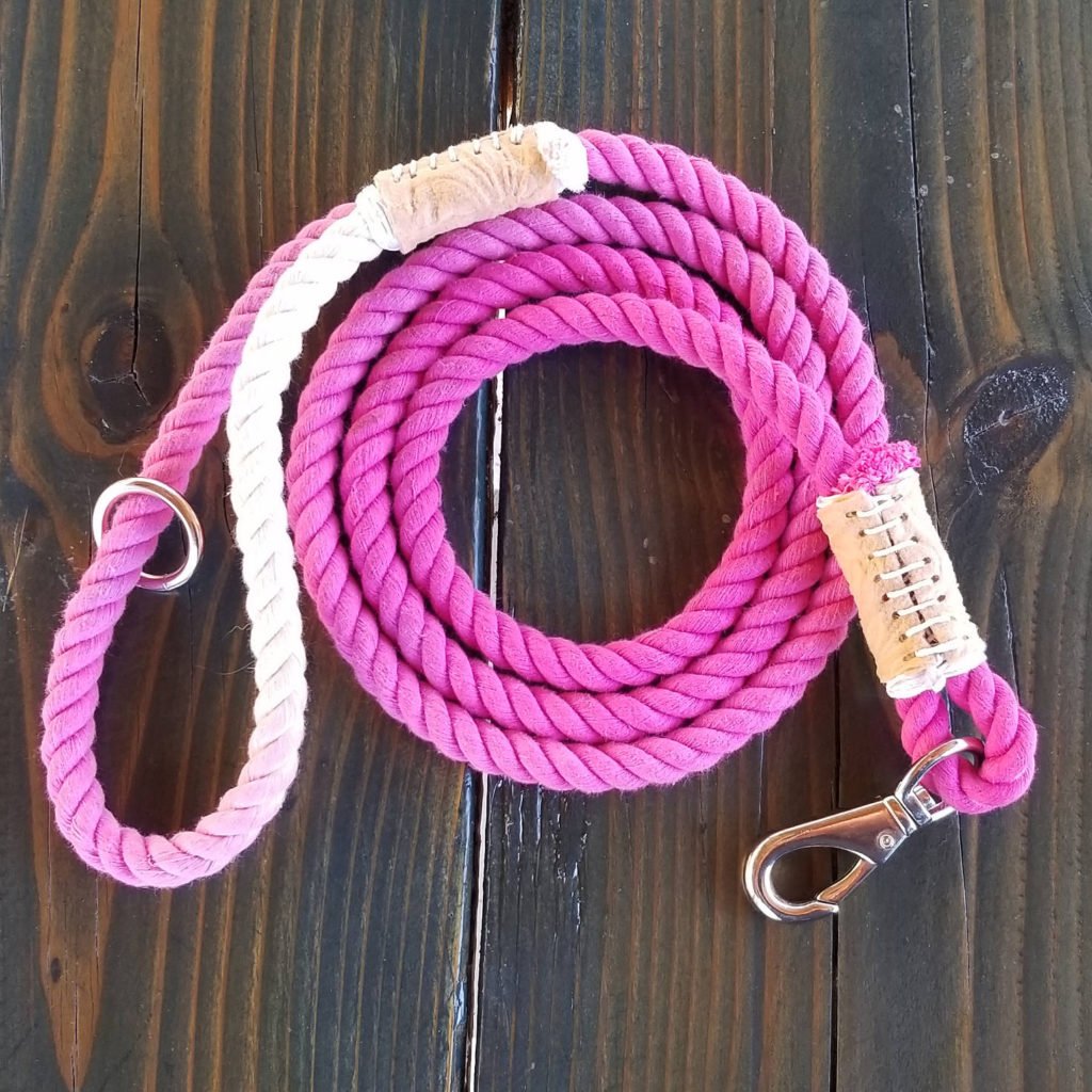 Pink Custom Dog Rope Leash, Customized Rope Dog Leash