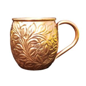 Leaf Embossed Designer Copper Mug