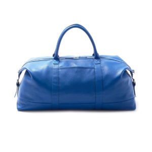 Blue genuine leather duffel handbags