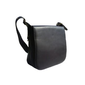 Pure Leather Black Messenger Bag For Men