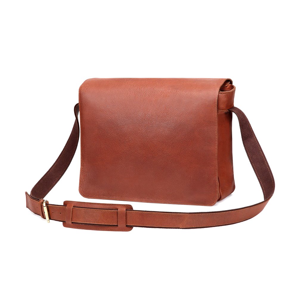 Handcrafted leather messenger sling bag for college