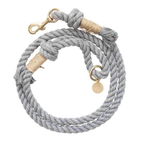 Cotton core dog leash light grey