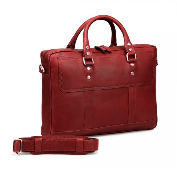 Red Professional Laptop Leather Bags For Womens