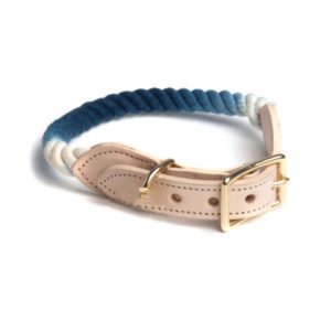 Blue Ombre Cotton Rope Dog Collar