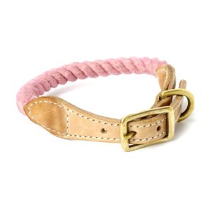 Pink Cotton Rope Dog Collar