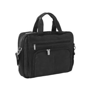Multi Chain Black Leather Laptop Bags