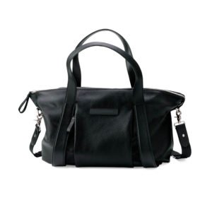 Black Leather Casual Diaper Shoulder Bag
