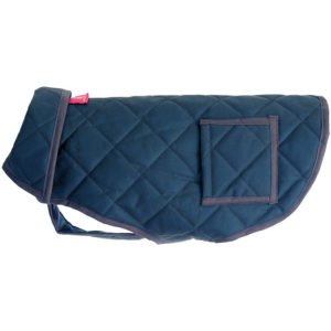 Blue Waxed Cotton Winter Dog Coats with Pocket