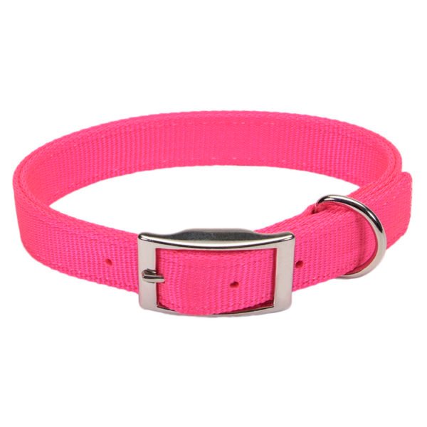 Metal Buckle Adjustable Pink Nylon Dog Collars