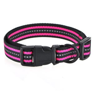 Pink Black Stylish Double Bands Nylon Dog Collars