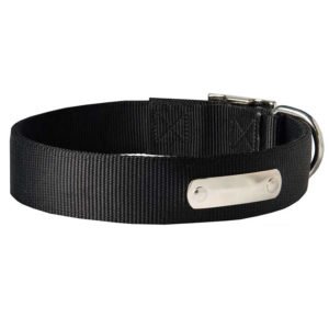 Black Nylon Dog Collars With Nameplate