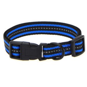 Blue Black Custom Adjustable Nylon Collars for Dogs