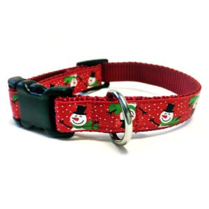 Christmas Snowman Red Nylon Designer Dog Collars