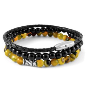 Yellow & Black Stone Bracelet For Men's