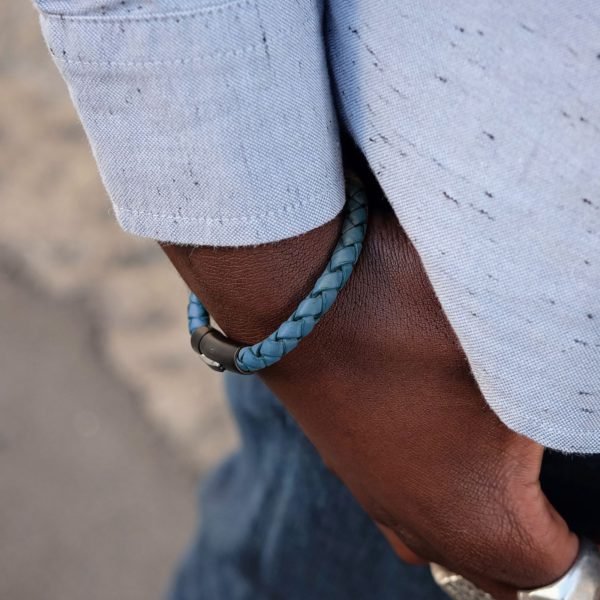 Blue Leather Bracelet For Men's Supplier