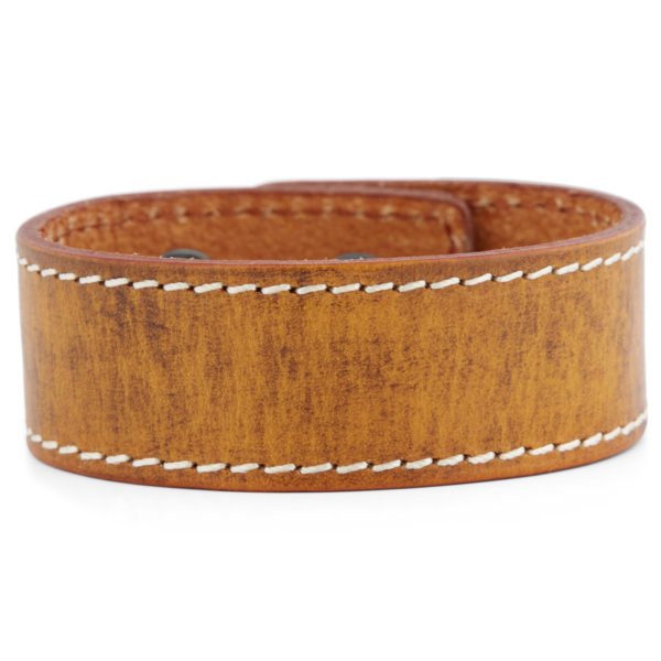 Wide Brown Mens Leather Bracelet
