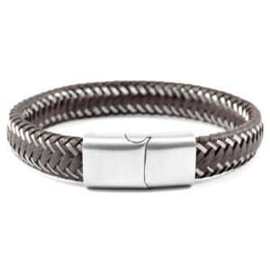 Stylish Braided Unique Leather & Silver Bracelet
