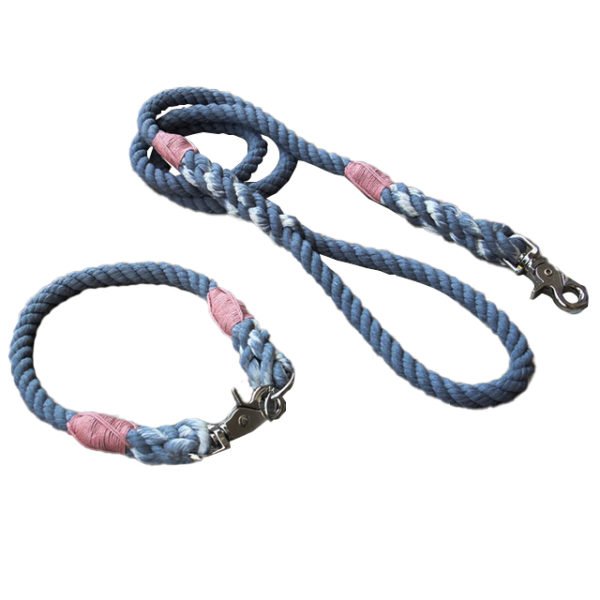 Dusty Blue Cotton Rope Collar & Leash Wholesale