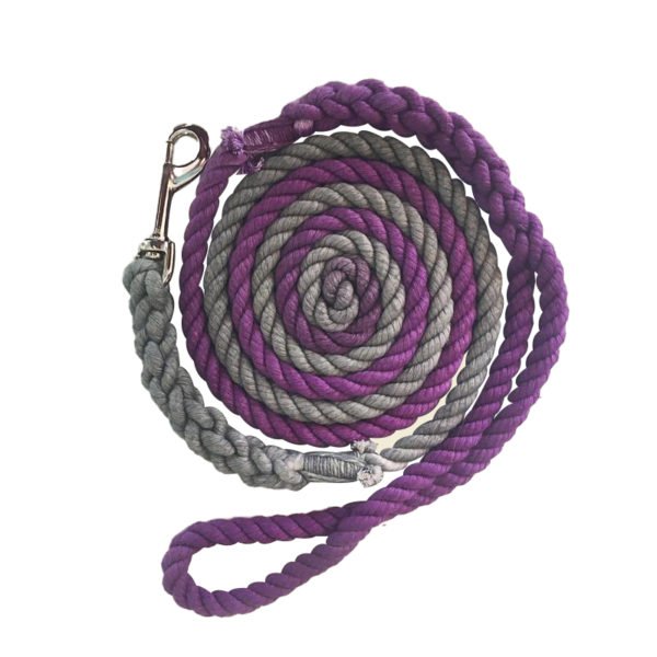 Gray & Purple Shade Ombre Cotton Rope Dog Collar