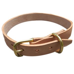 Rose Gold Solid Color Leather Dog Collar