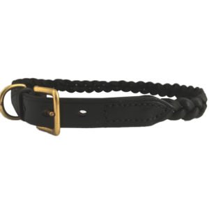Black Braided Leather Rope Dog Collar