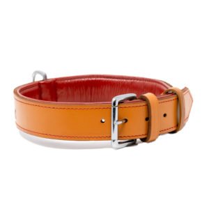 Golden Brown Leather Dog Collar Manufacturer