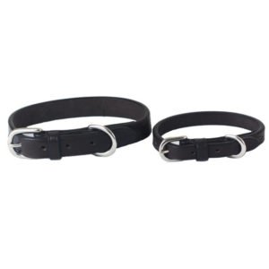 Pure Black Leather Collar For Small Medium Large Dogs