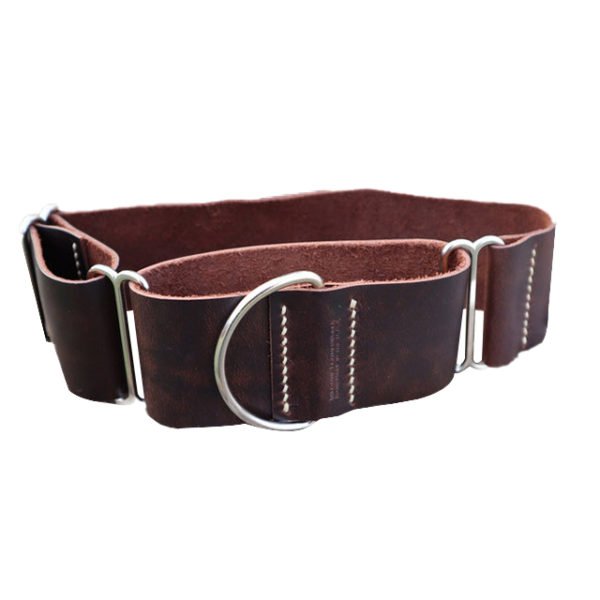 Wide Broown Leather Dog Collar Large Soft Padded Pet Dog Collars