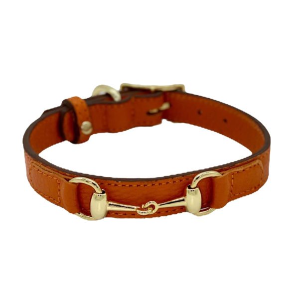 Princess Orange Handmade Leather Dog Collar