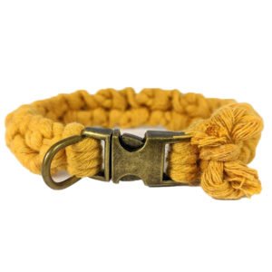 Yellow Cotton Braided Collar For Dogs