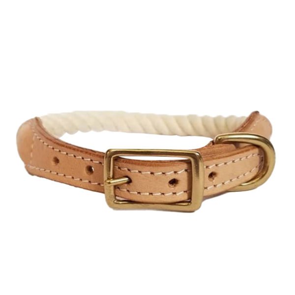 Rope and Leather Dog Collar Nautical