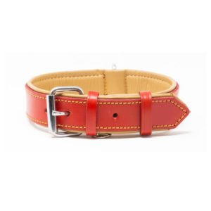 Ruby Red Leather Dog Collar