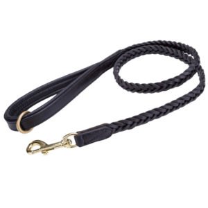Black Braid Leather Dog Leash