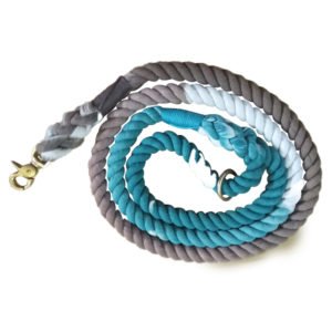 Gray White & Blue Cotton Rope Dog Leash