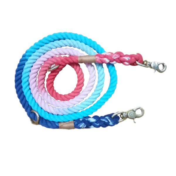 Multicolor Cotton Ombre Dog Rope Leash Set