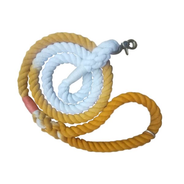 Golden Yellow & White Cotton Ombre Leash For Dogs