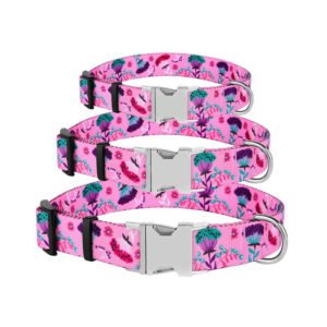 New Pink Floral Bright Dog Collars For Small To Large Dog