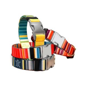 Tribal Stripe Dog Collar With Engraved Metal Buckle