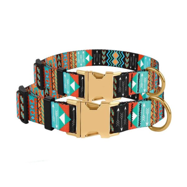 Blue Nylon Tribal Pet Dog Collars & Leash