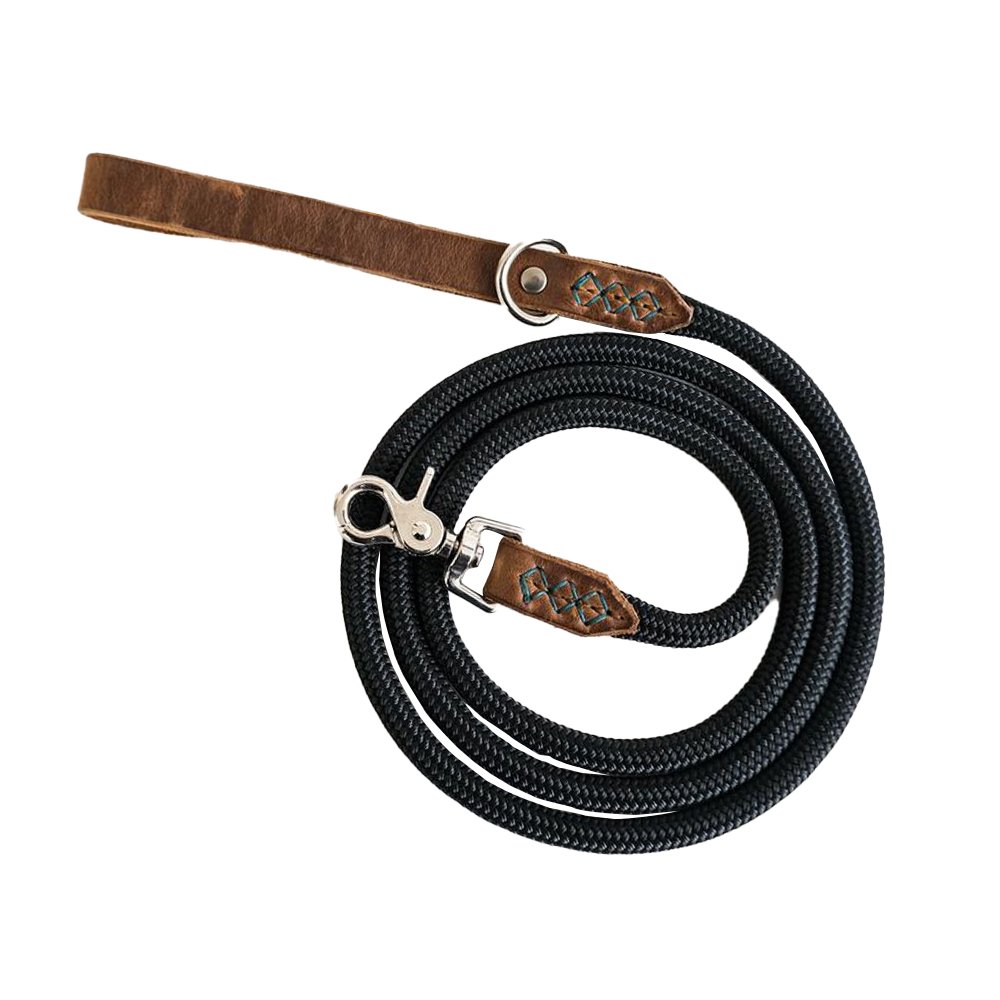 Nylon Rope Dog Leash With Soft Leather Handle - Buy Rope Dog Leashes