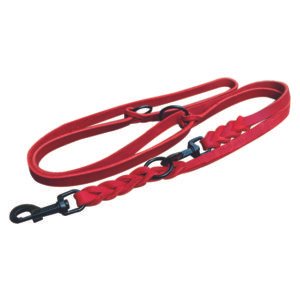 Solid Brass Hardware Red Braided Dog Leash With Handle
