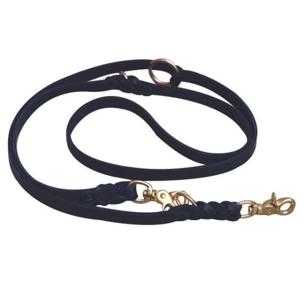Black Braided Leather Dog Leash With Handle