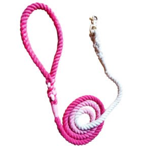 Punch Pink Cotton Ombre Rope Dog Leash