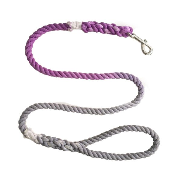 Gray & Purple Shade Ombre Cotton Rope Dog Collar
