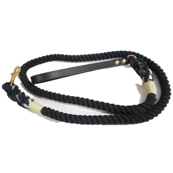 Black Rope Leash With Lase Cotton Dog Collar